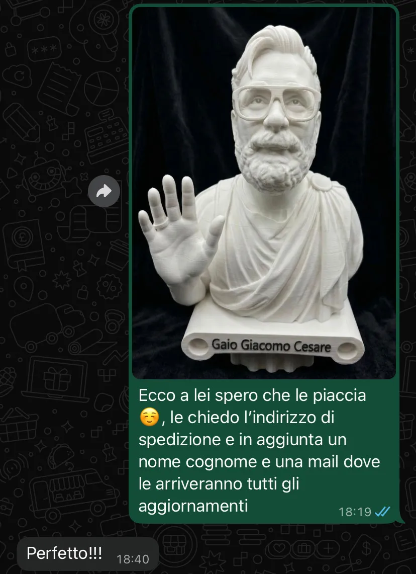Recensione cliente — busto personalizzato