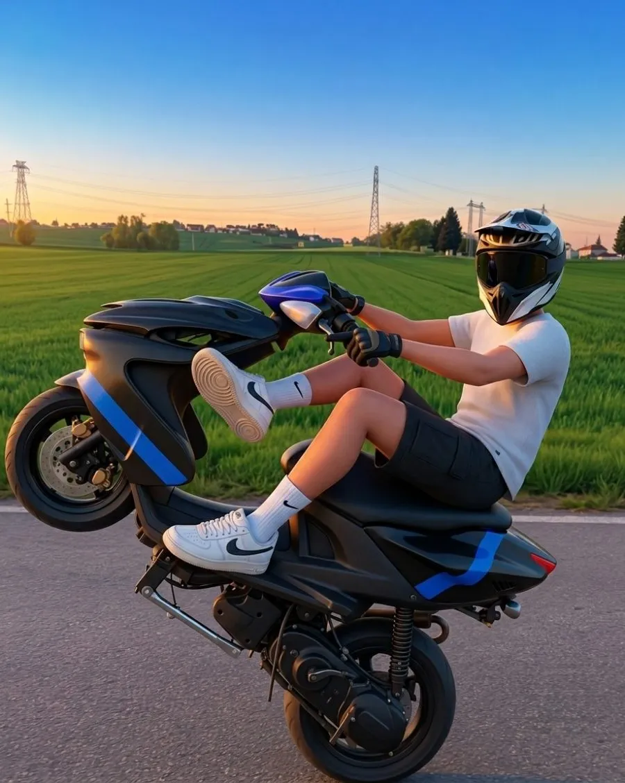 La foto inviata dal cliente: impennata in scooter